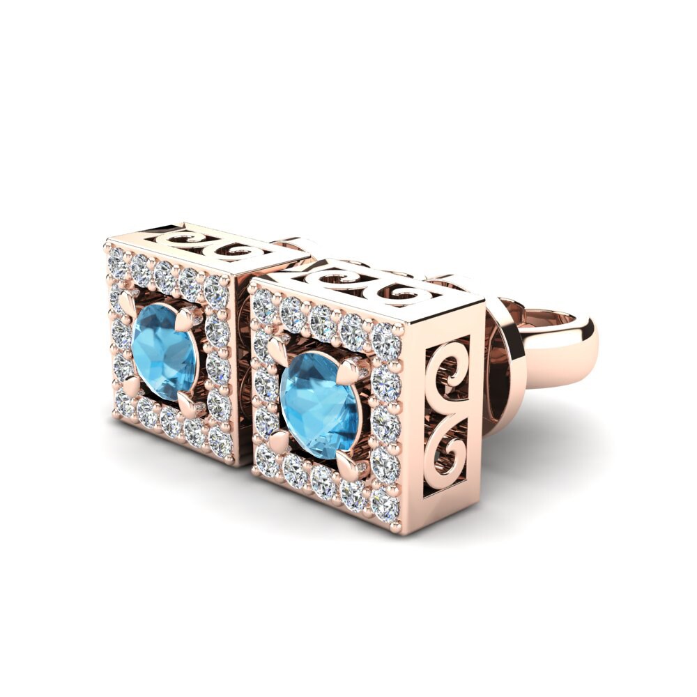 Đá Topaz xanh / Hoàng Ngọc Bông tai nữ Ginevra