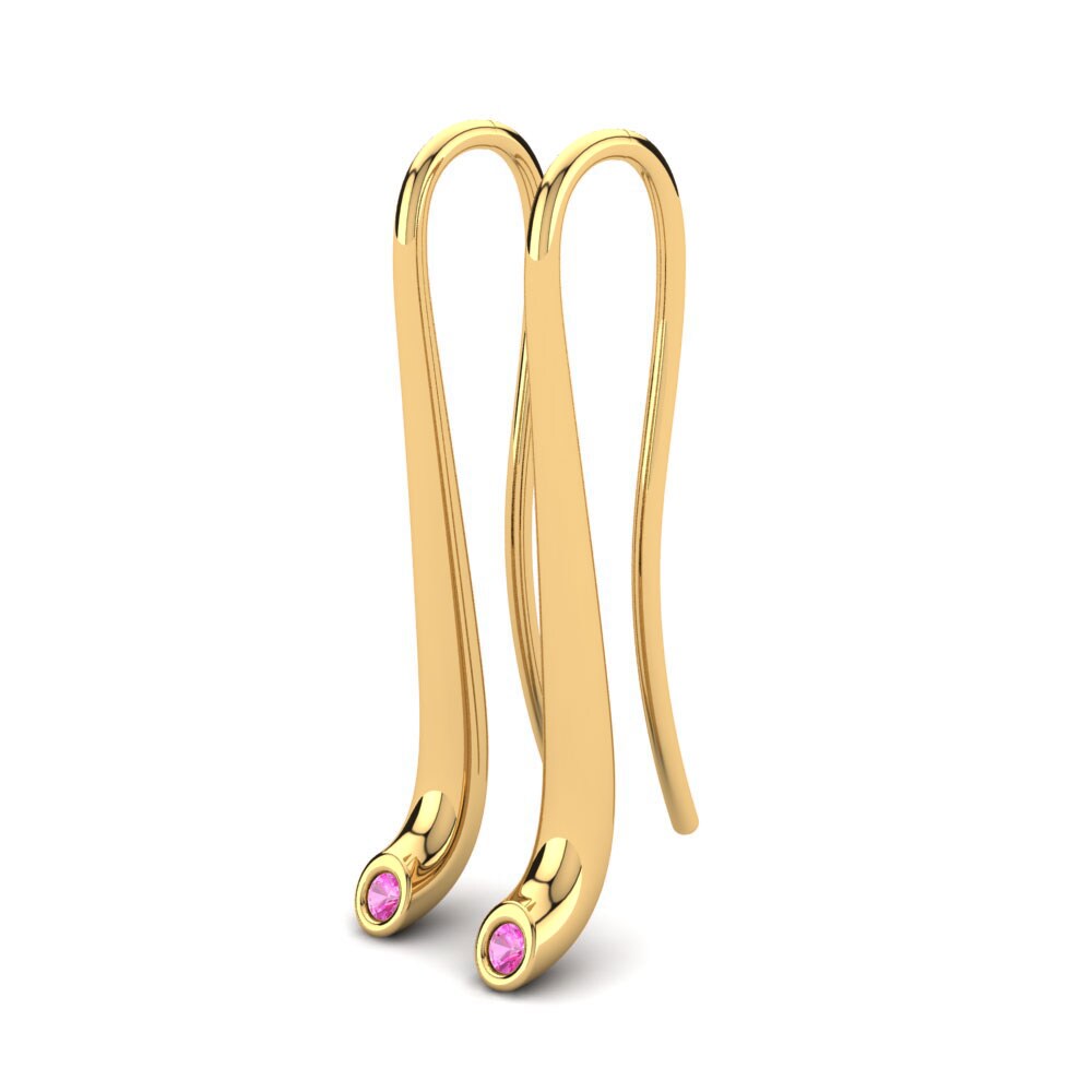 9k Oro Amarillo Turmalina rosa Pendiente de mujer Hadassah