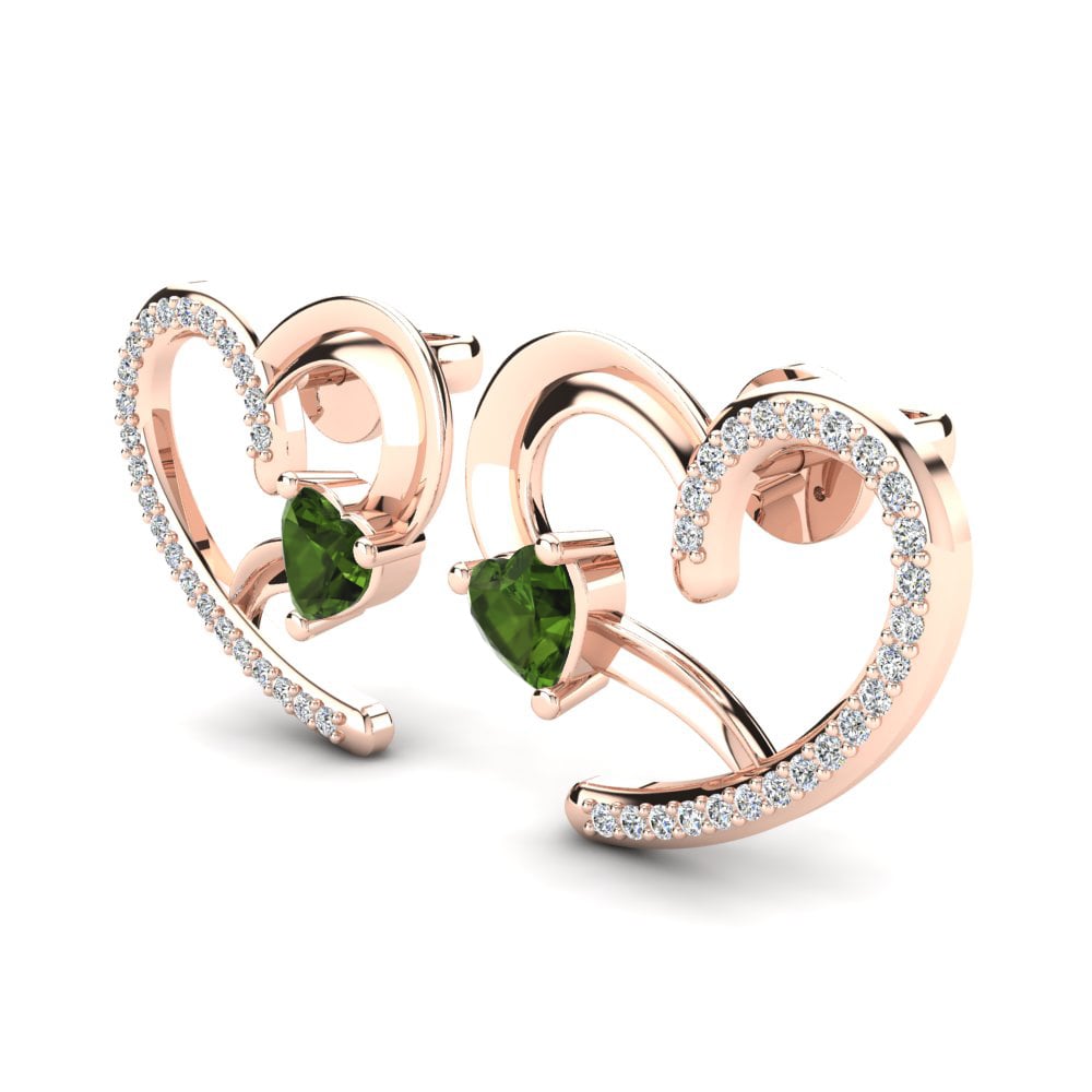 14ct Rose Gold Green Tourmaline Women's Earring Halnesy
