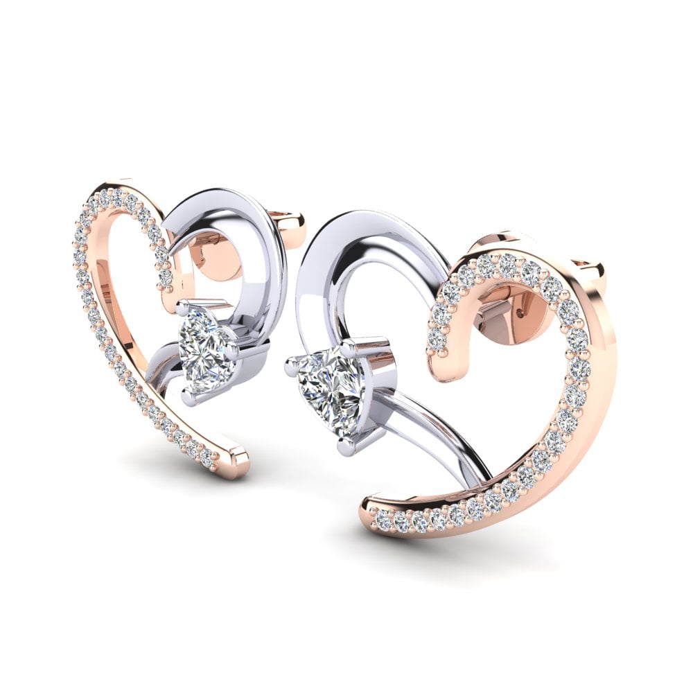 9ct Rose & White Gold Women's Earring Halnesy