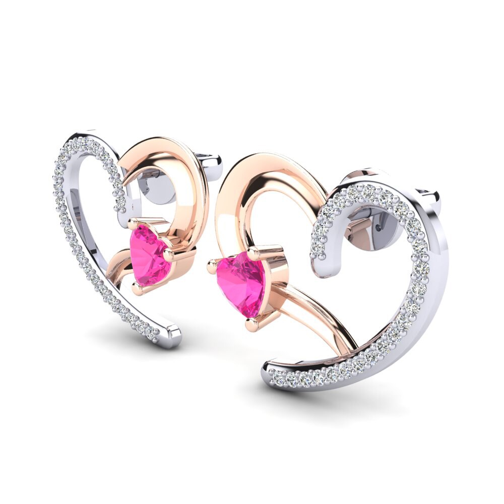 Corazón Turmalina rosa Pendiente de mujer Halnesy