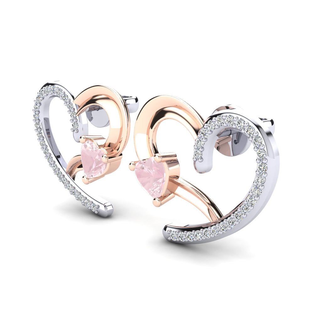 Quartz Rose Boucle d'oreille femme Halnesy