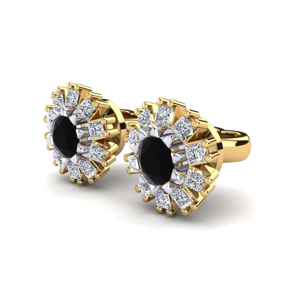 14ct White & Yellow Gold Black Sapphire Women's Earring Ilaria