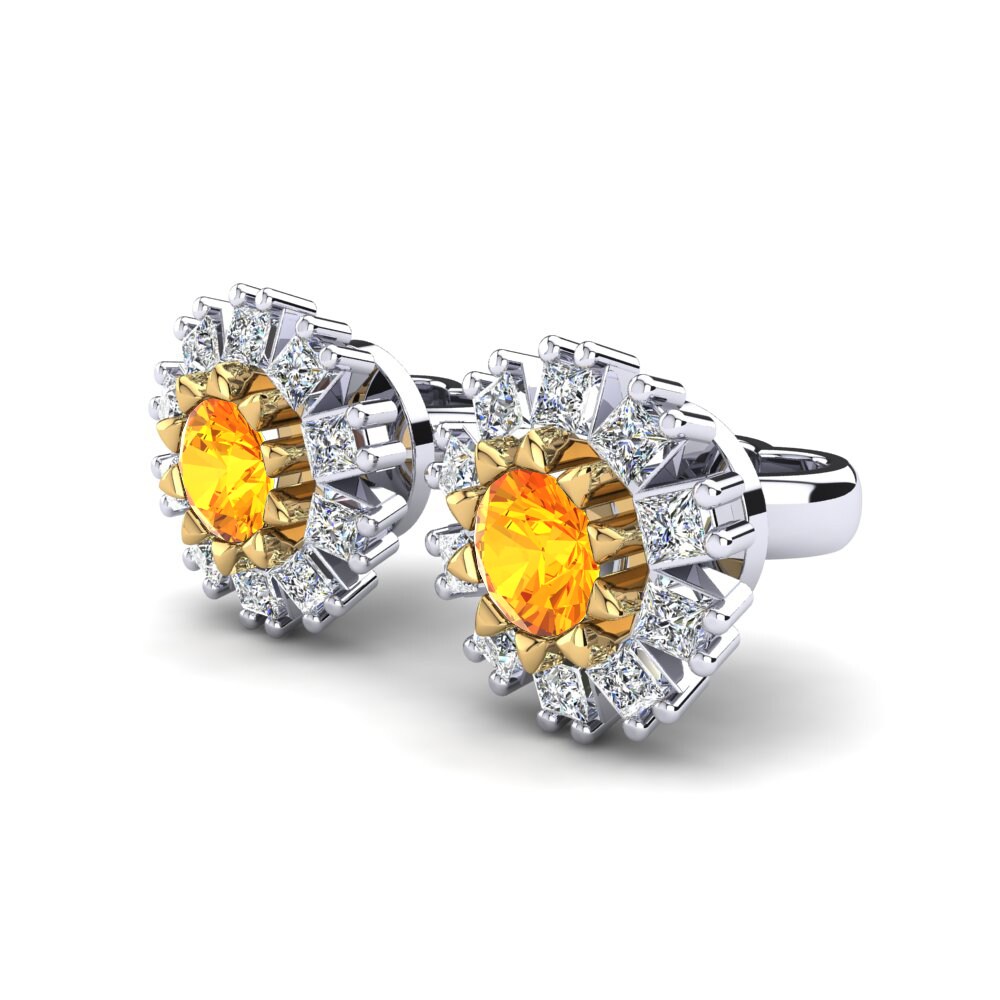 14ct Yellow & White Gold Citrine Women's Earring Ilaria