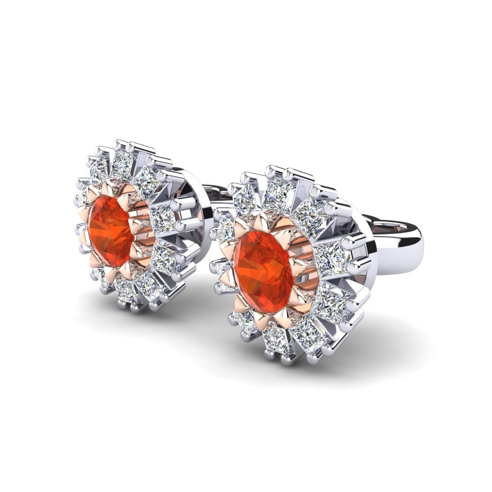 14ct Rose & White Gold Fire Opal Women's Earring Ilaria