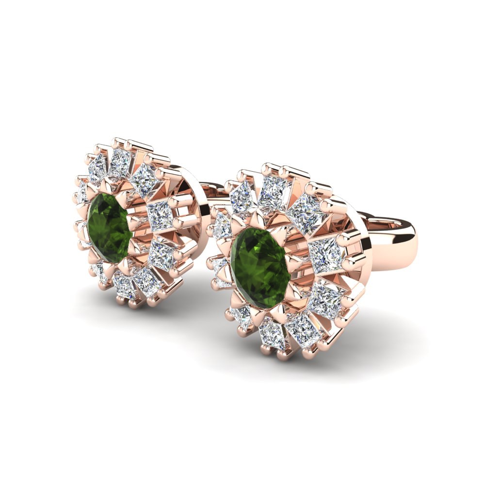 14ct Rose Gold Green Tourmaline Women's Earring Ilaria