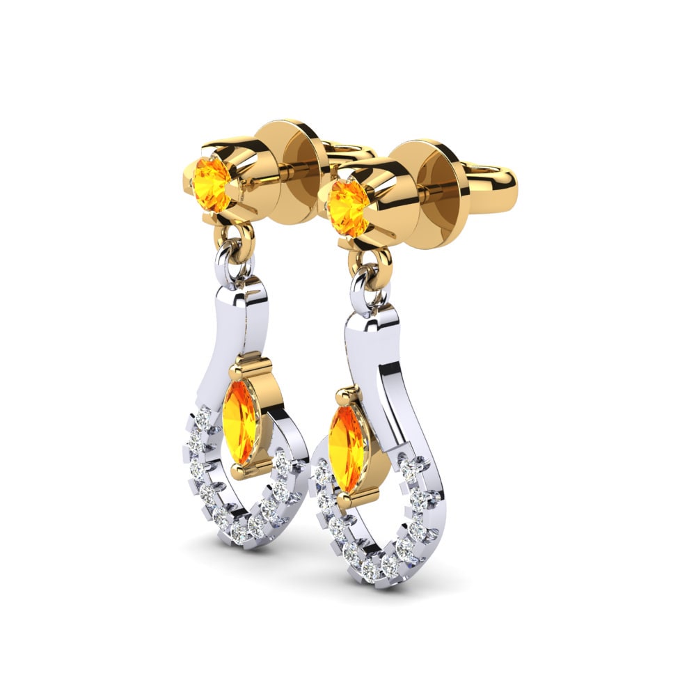 14ct Yellow & White Gold Citrine Women's Earring Ileana