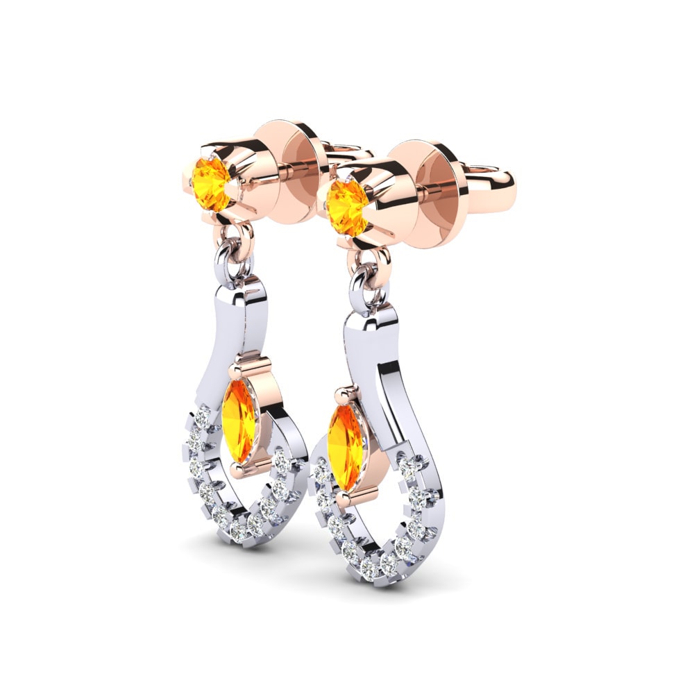 14k Oro Rosa & Blanco Citrino Pendiente de mujer Ileana