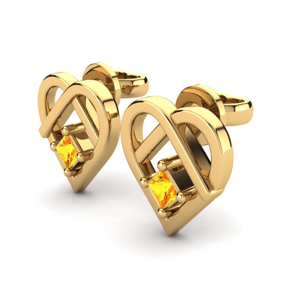 14k Oro Amarillo Citrino Pendiente de mujer Kaede