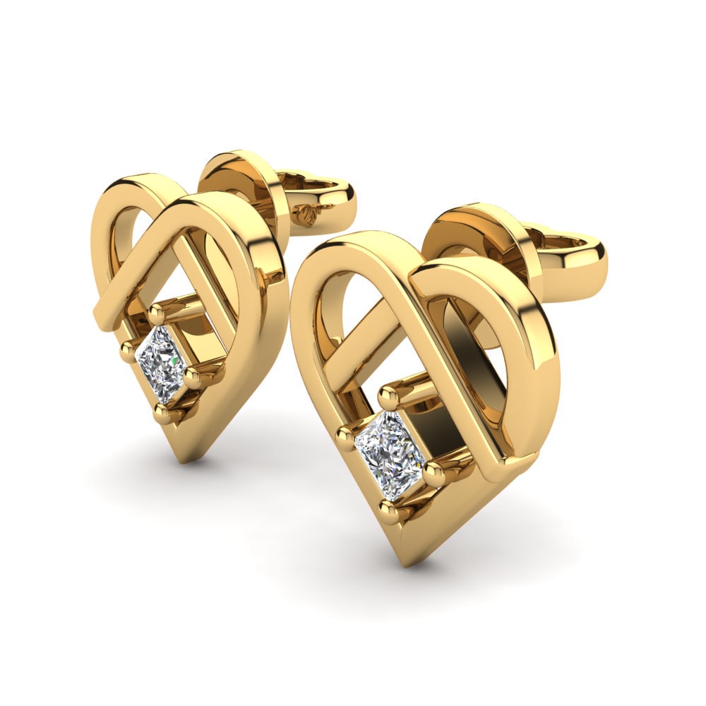 14k Oro Amarillo Princesa Pendiente de mujer Kaede