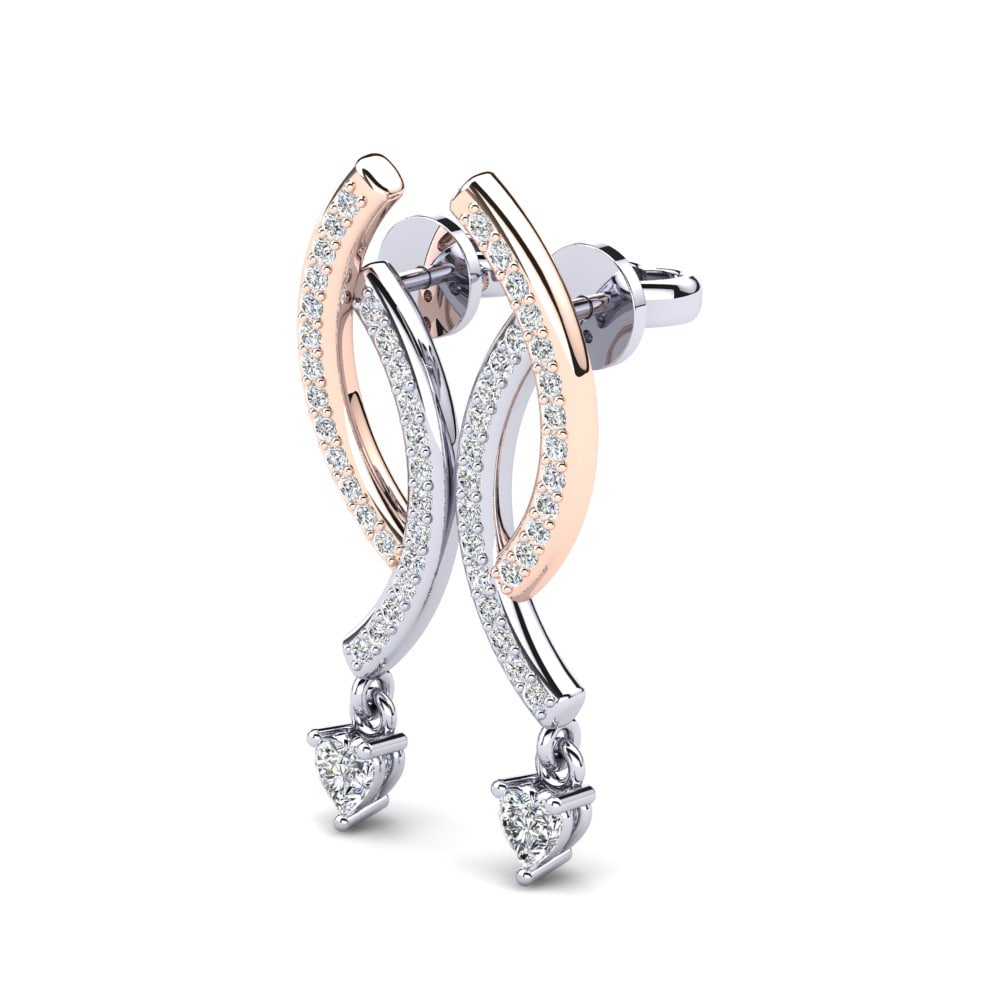 Vàng Trắng-Đỏ 14K Kết Hợp Bông tai nữ Kamatero