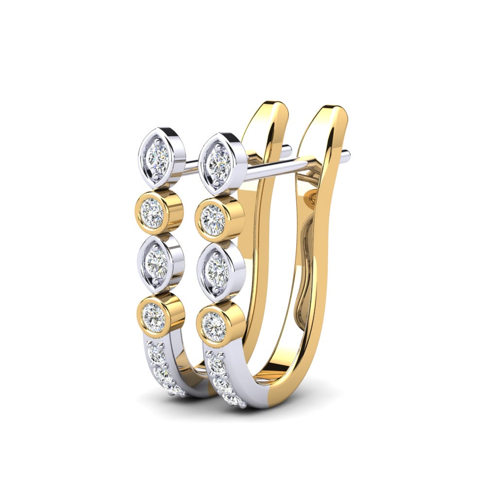 14ct Yellow & White Gold White sapphire Women's Earring Karditsa