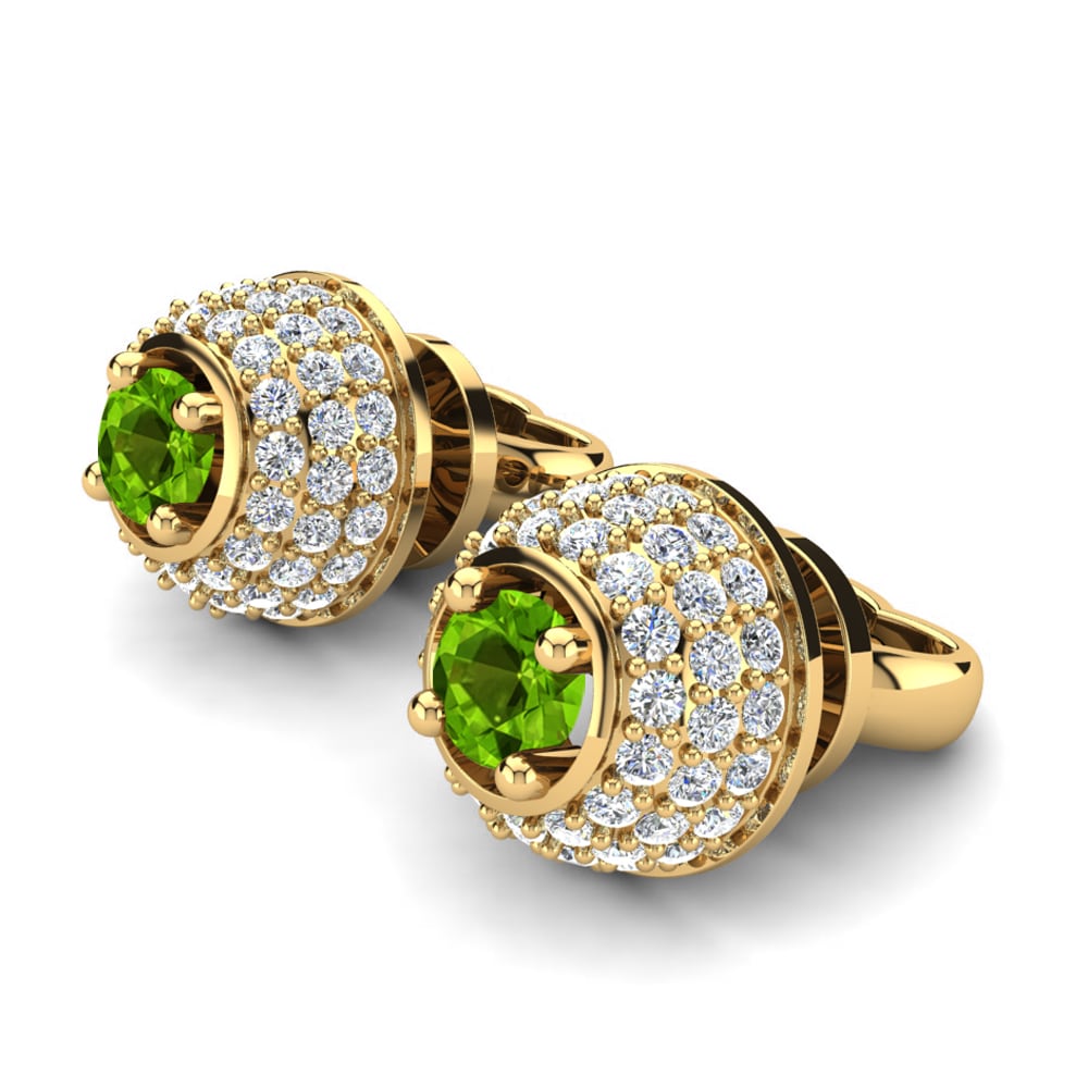 18k Oro Amarillo Peridoto Pendiente de mujer Loenarda