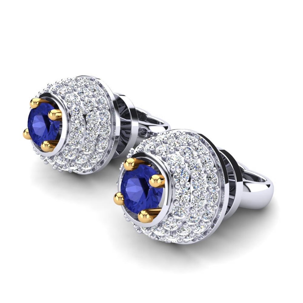 9k Oro Blanco & Amarillo Tanzanita Pendiente de mujer Loenarda