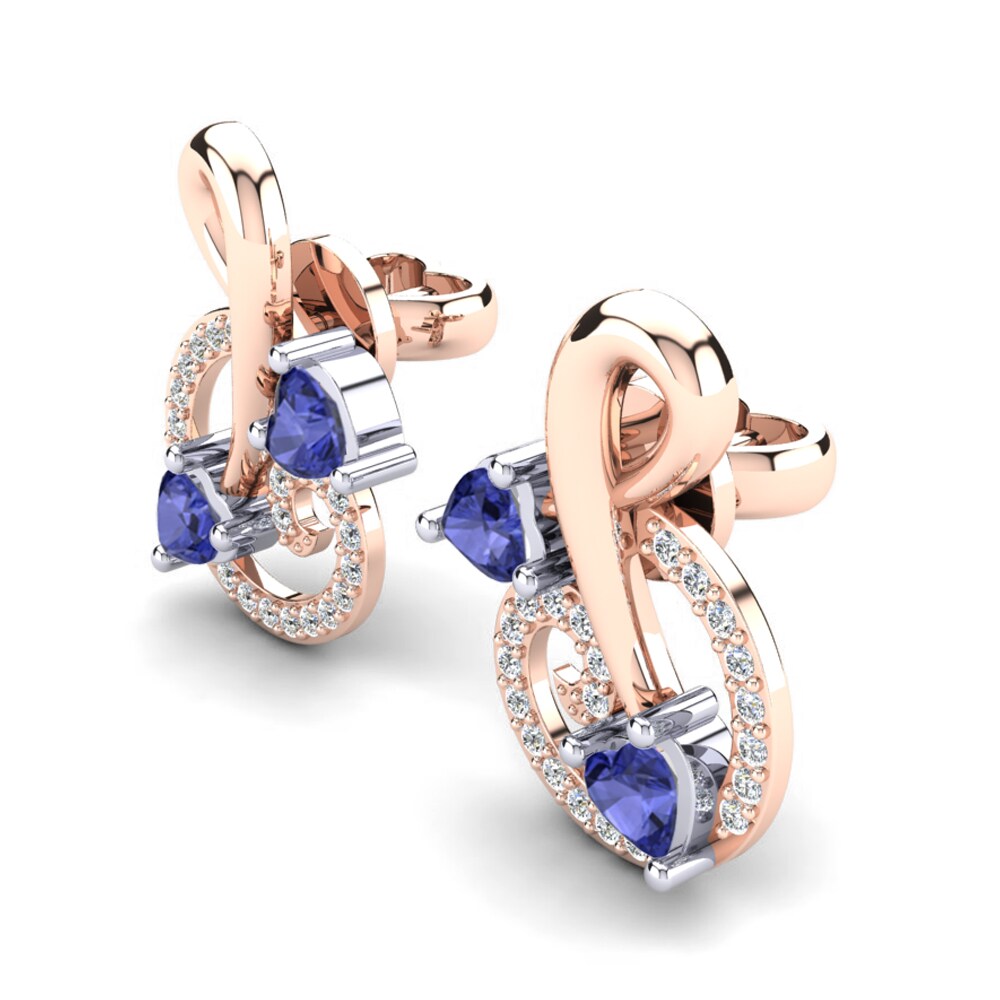 14k Oro Rosa & Blanco Tanzanita Pendiente de mujer Lucrezia