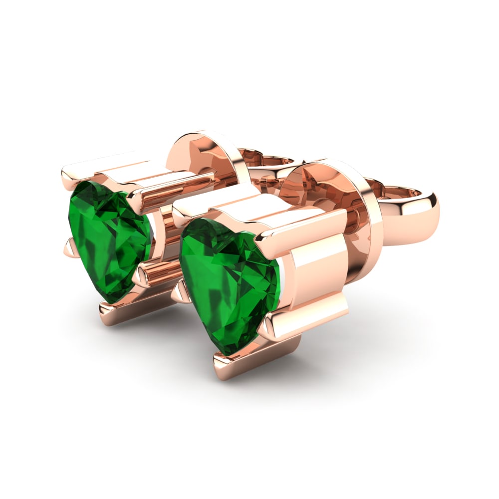 14k Oro Rosa Esmeralda (creada en laboratorio) Pendiente de mujer Luigia