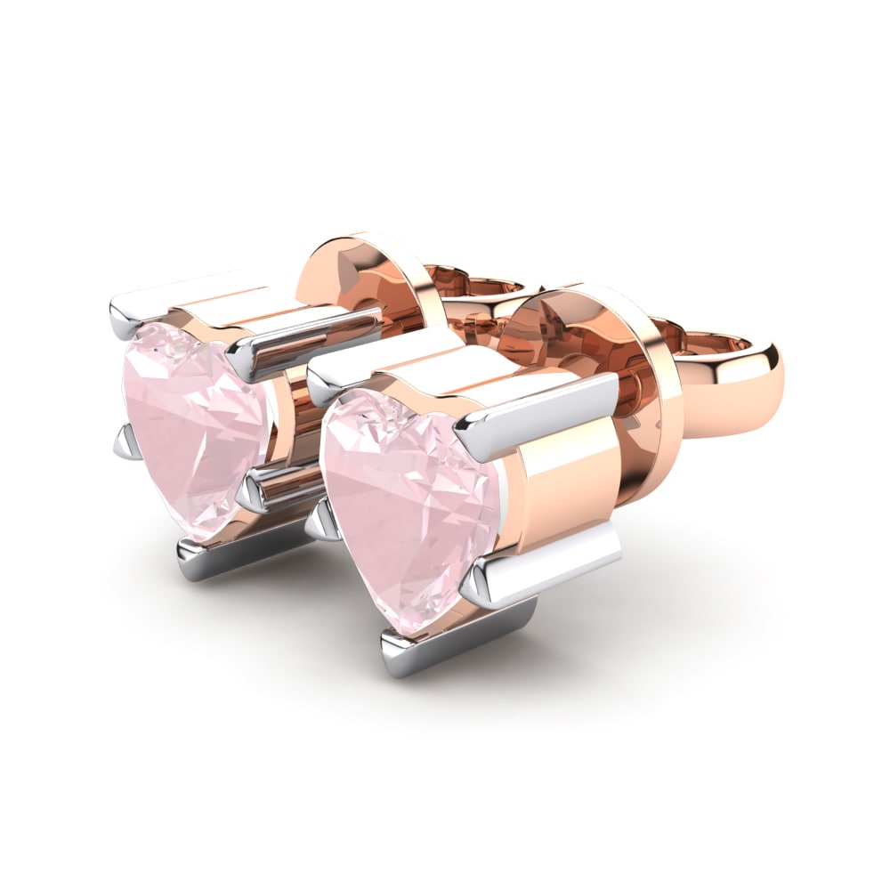 9k Oro Rosa & Blanco Cuarzo rosa Pendiente de mujer Luigia
