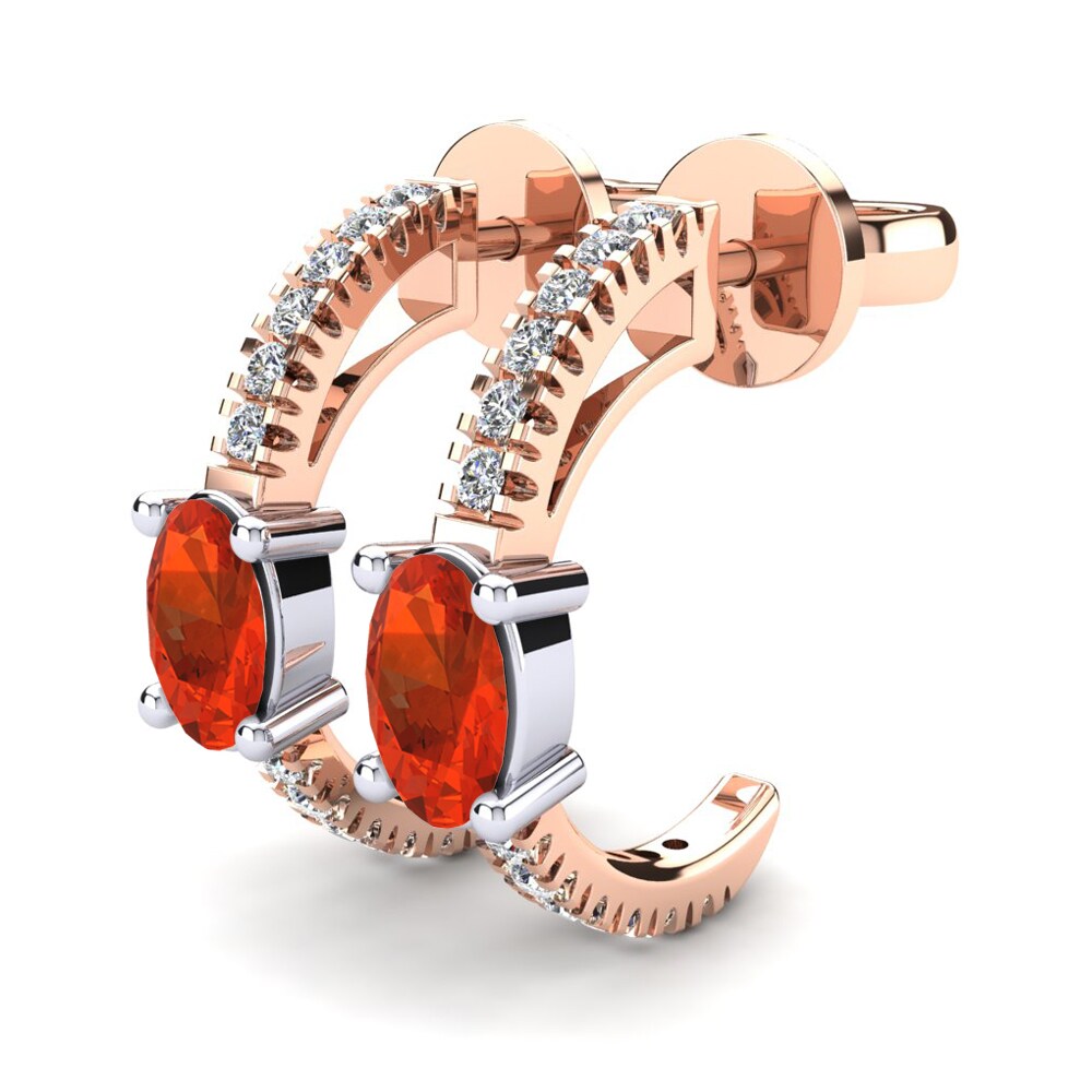 14ct Rose & White Gold Fire Opal Women's Earring Martina