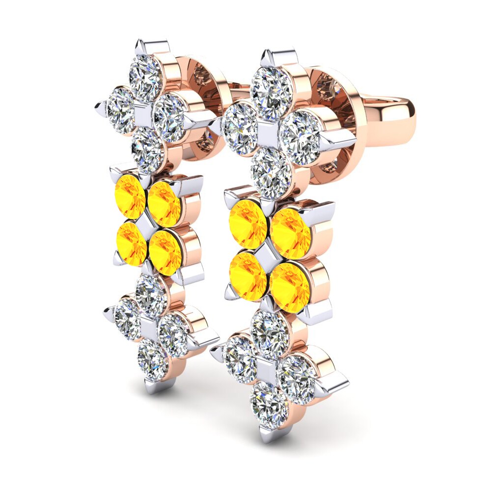 14k Oro Rosa & Blanco Citrino Pendiente de mujer Michela