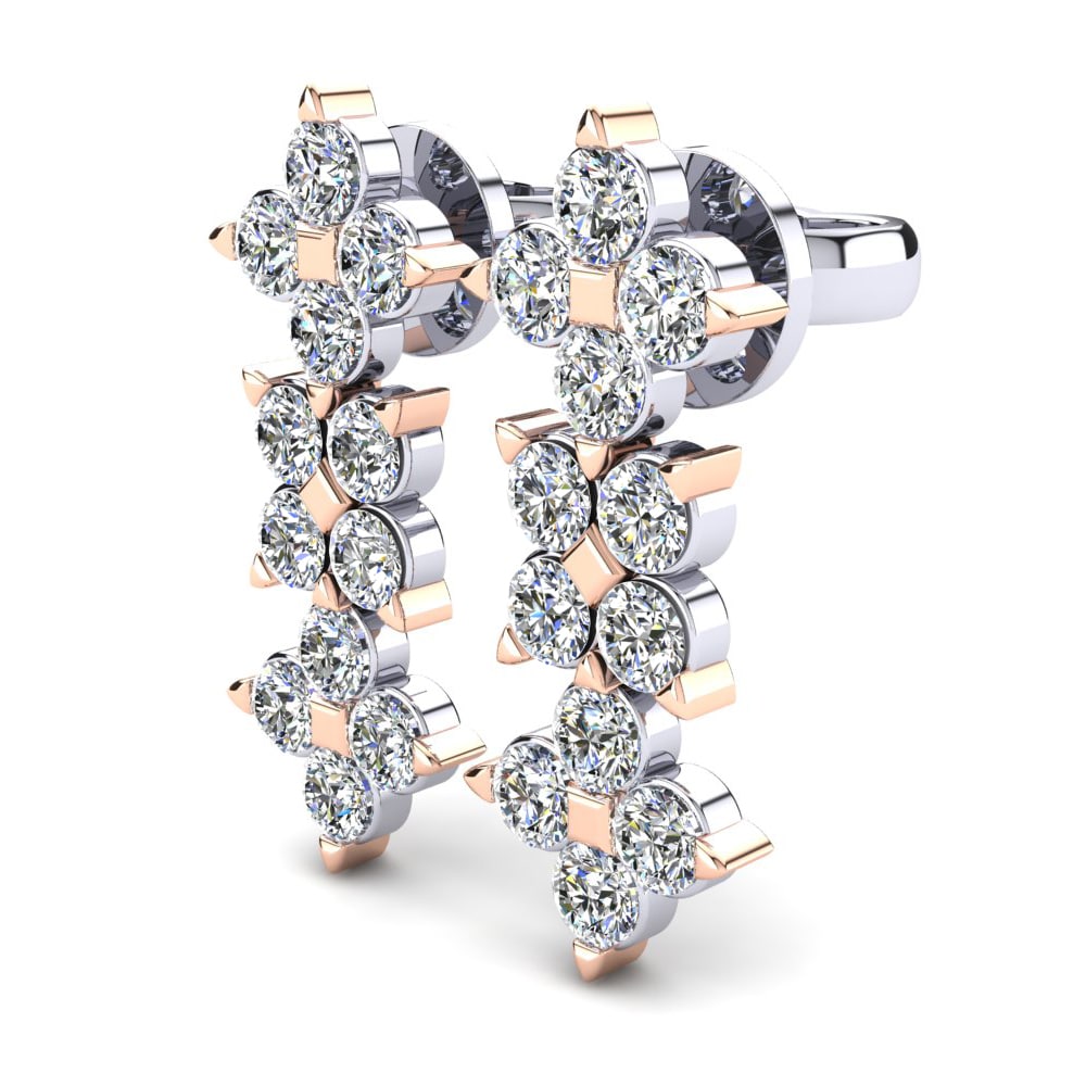 18ct White & Rose Gold Diamond Women's Earring Michela