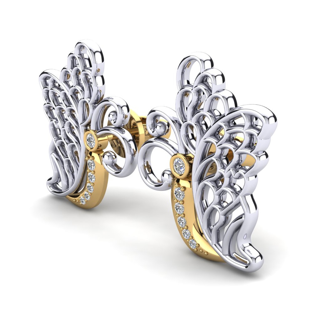 14k Oro Amarillo/Blanco Pendiente de mujer Moschato