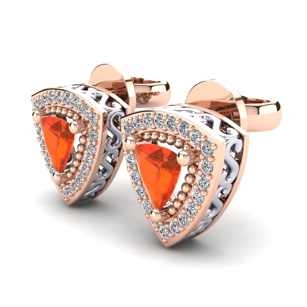 14ct Rose & White Gold Fire Opal Women's Earring Nazaria
