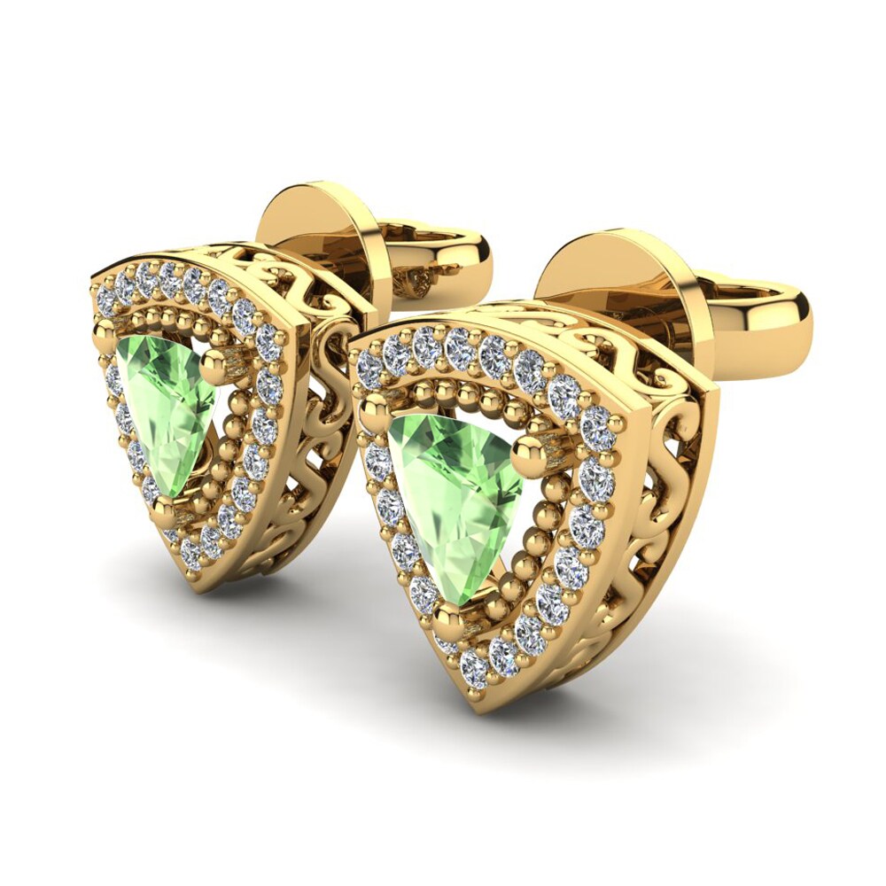 14ct Yellow Gold Green Amethyst Women's Earring Nazaria