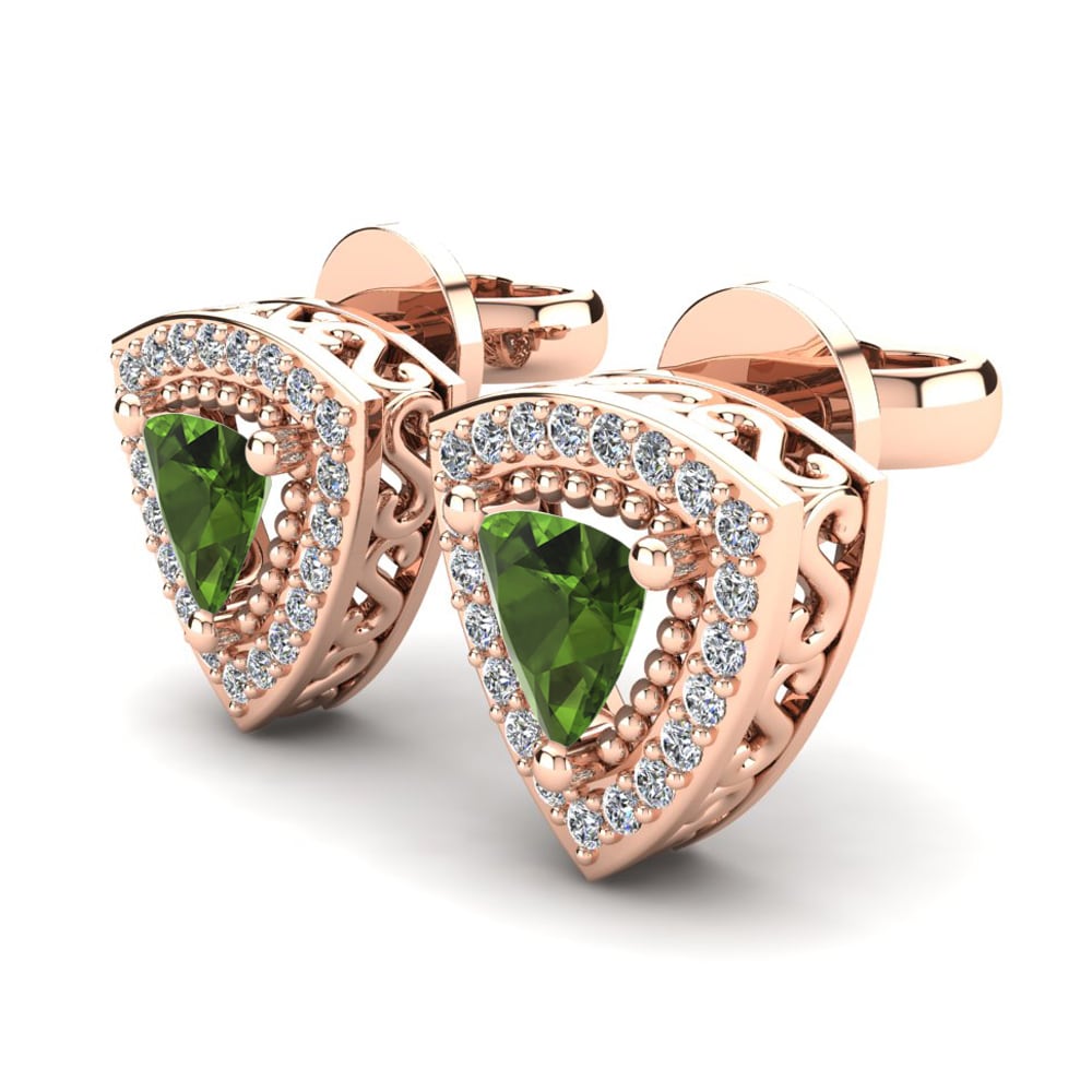 14ct Rose Gold Green Tourmaline Women's Earring Nazaria