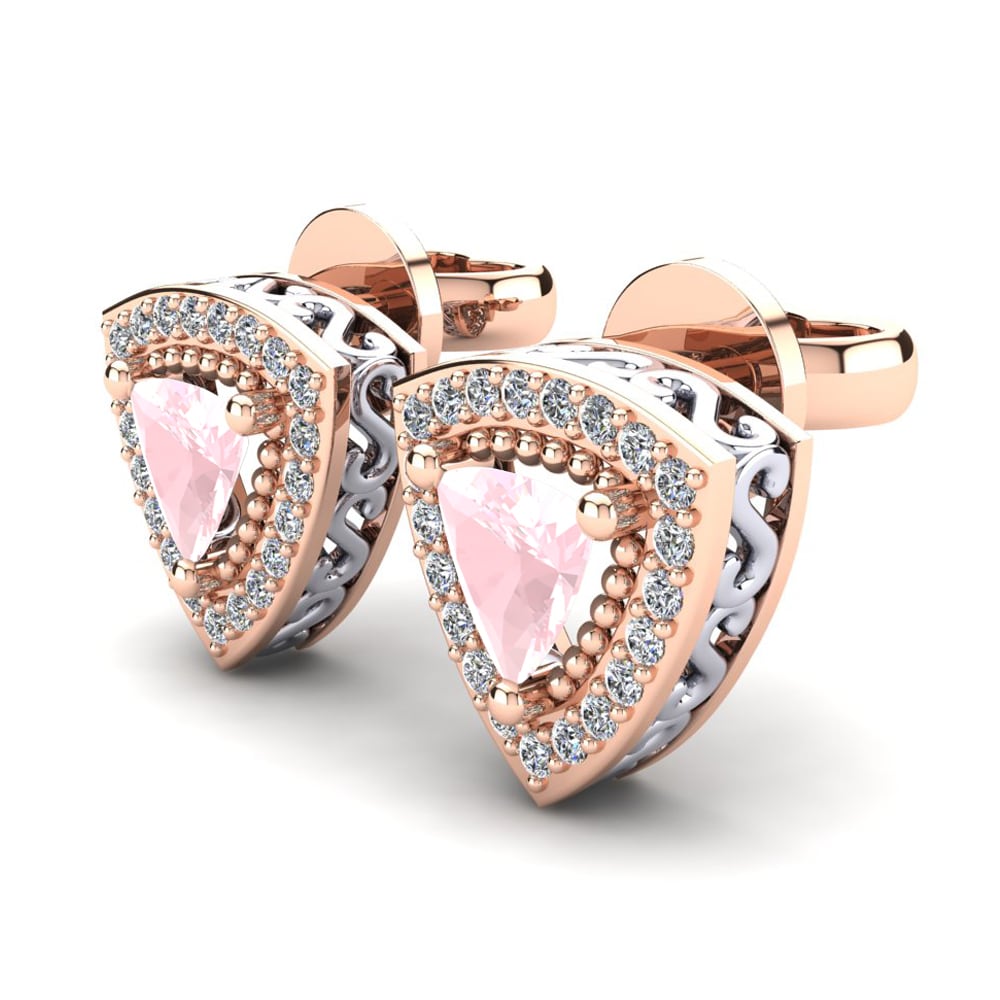 9k Oro Rosa & Blanco Cuarzo rosa Pendiente de mujer Nazaria