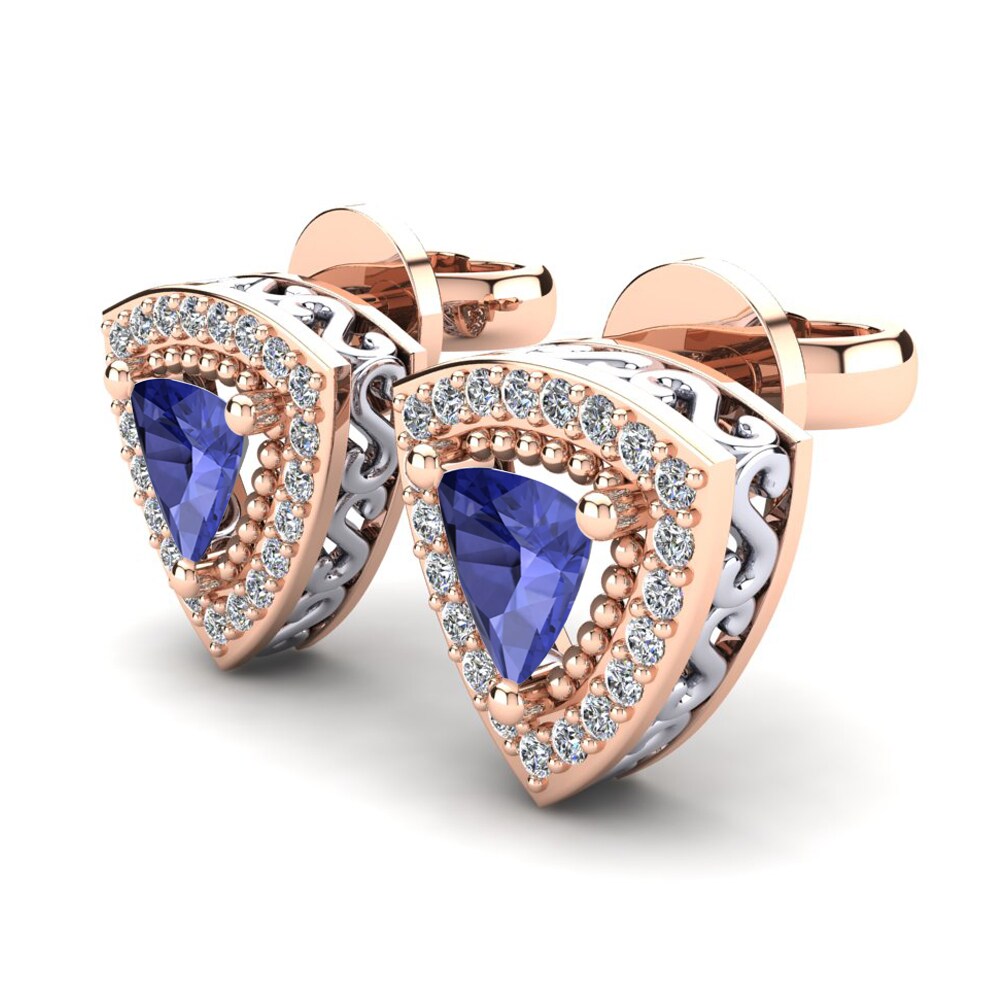 14k Oro Rosa & Blanco Tanzanita Pendiente de mujer Nazaria