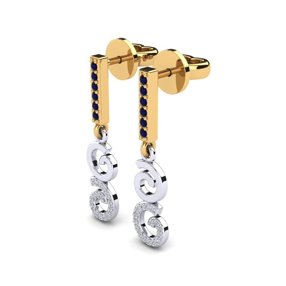 18k Oro Amarillo & Blanco Pendiente de mujer Orietta