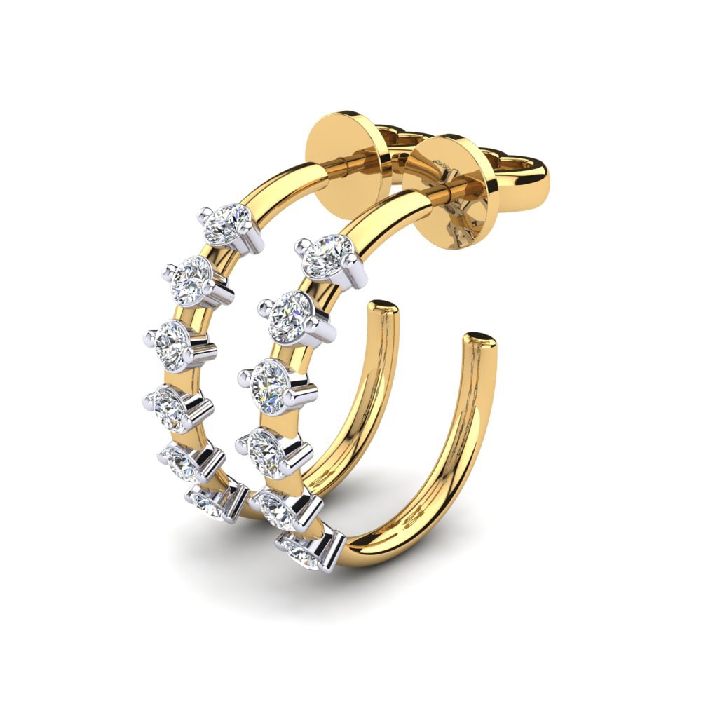 18k Oro Amarillo & Blanco Pendiente de mujer Panorama