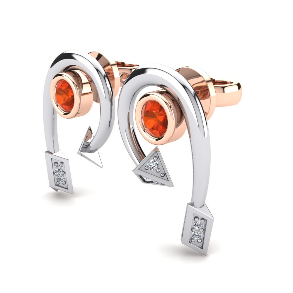 14ct Rose & White Gold Fire Opal Women's Earring Paola