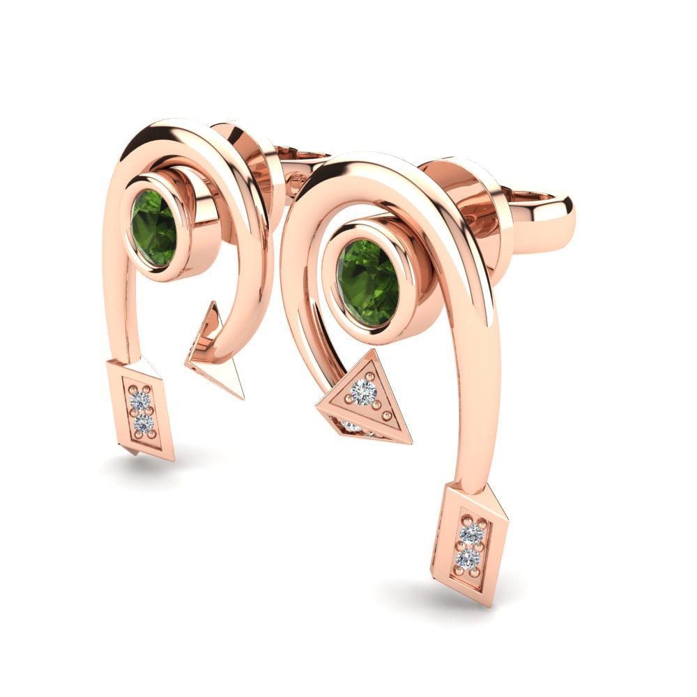 18ct Rose Gold Green Tourmaline Women's Earring Paola