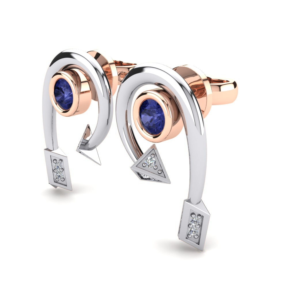 14k Oro Rosa & Blanco Tanzanita Pendiente de mujer Paola