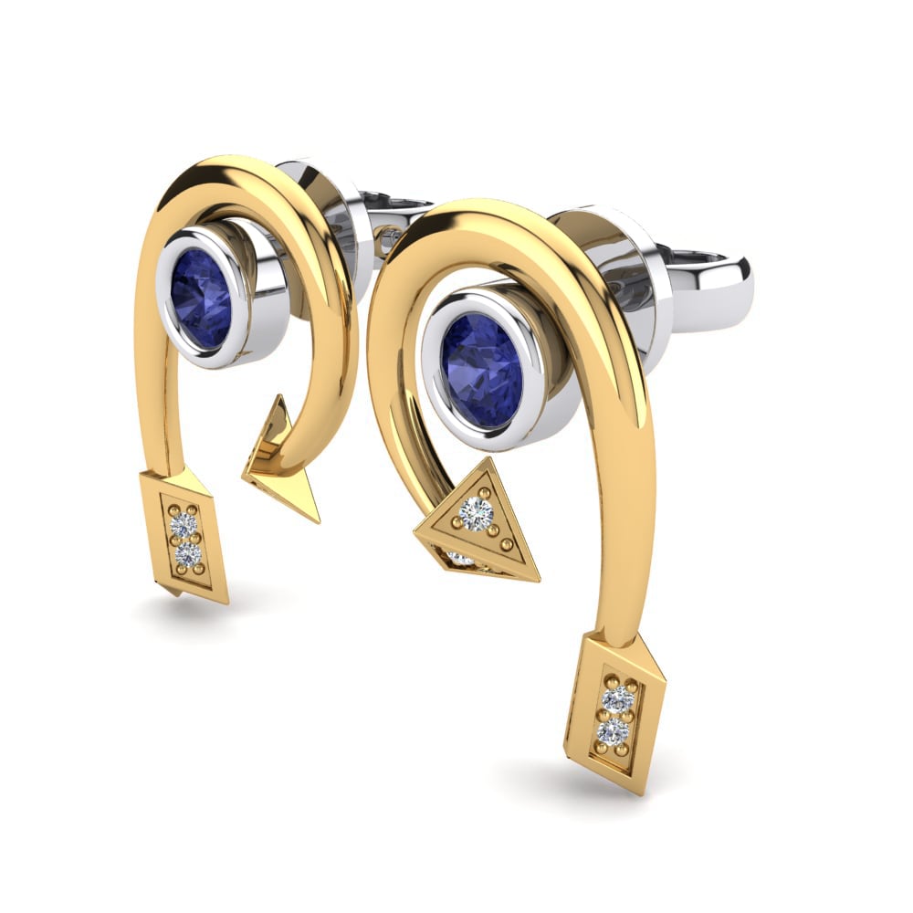 9k Oro Blanco & Amarillo Tanzanita Pendiente de mujer Paola