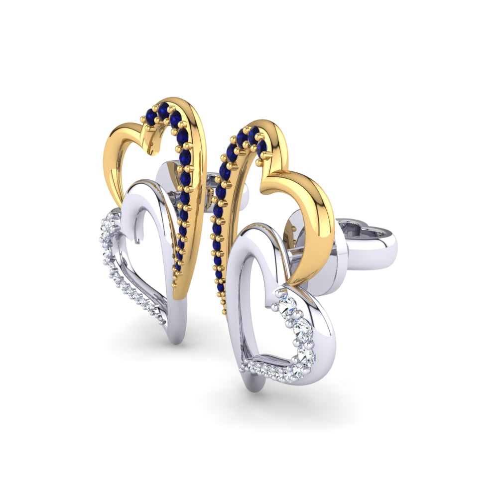 14k Oro Blanco & Amarillo Zafiro Pendiente de mujer Parrish