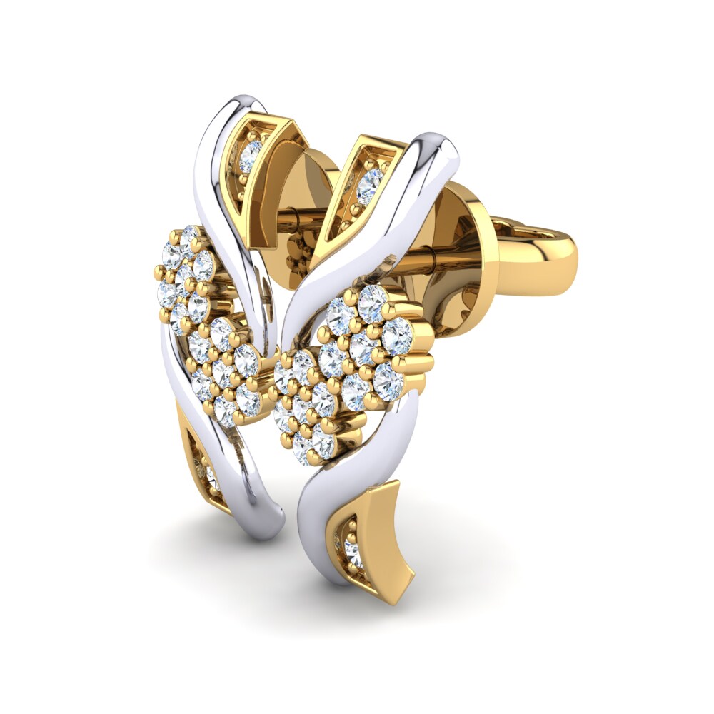 14ct Yellow & White Gold White sapphire Women's Earring Polichni