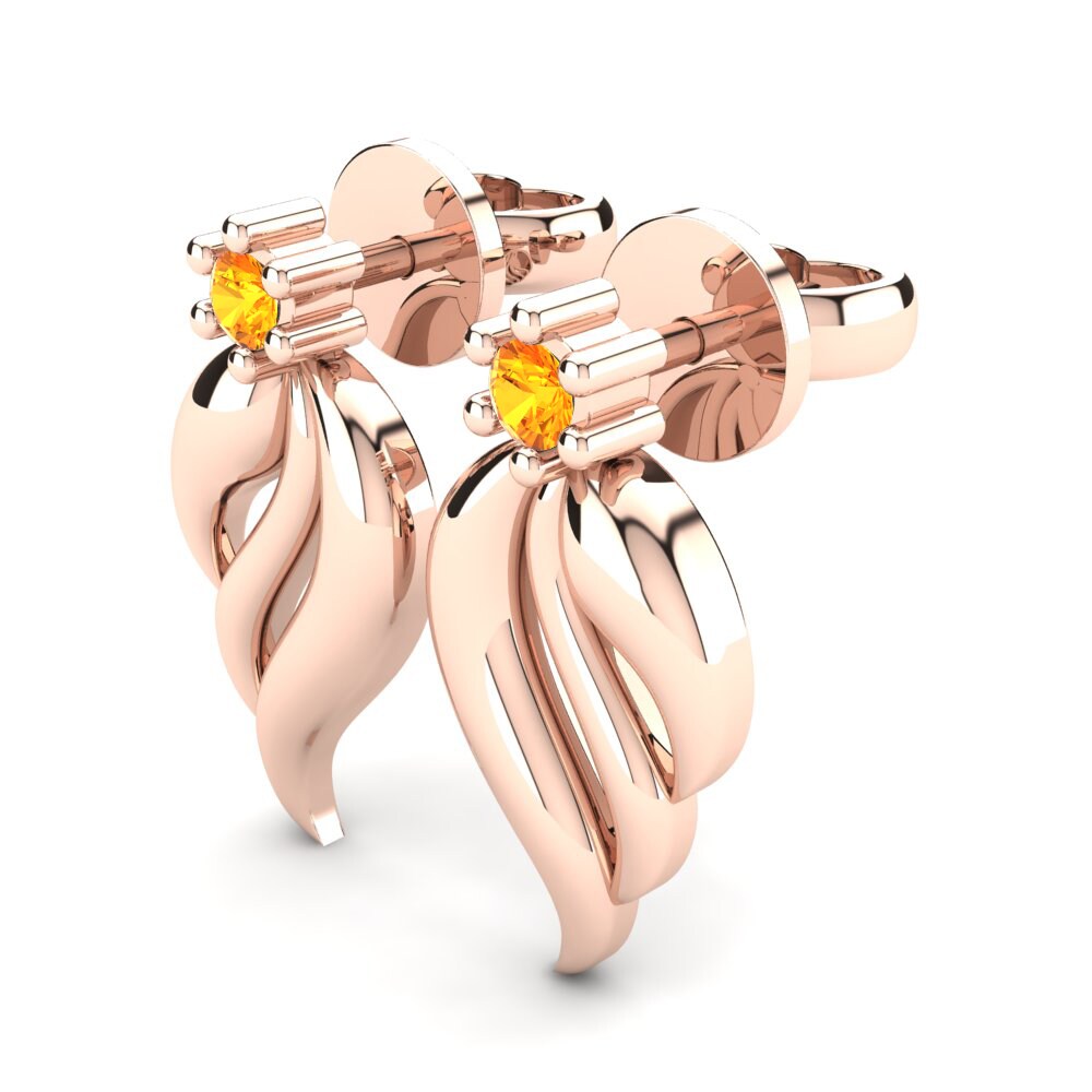 18K Rood Goud Citrien Dames Oorbellen Qalyhs