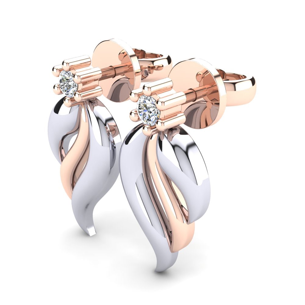 18ct Rose & White Gold Women's Earring Qalyhs