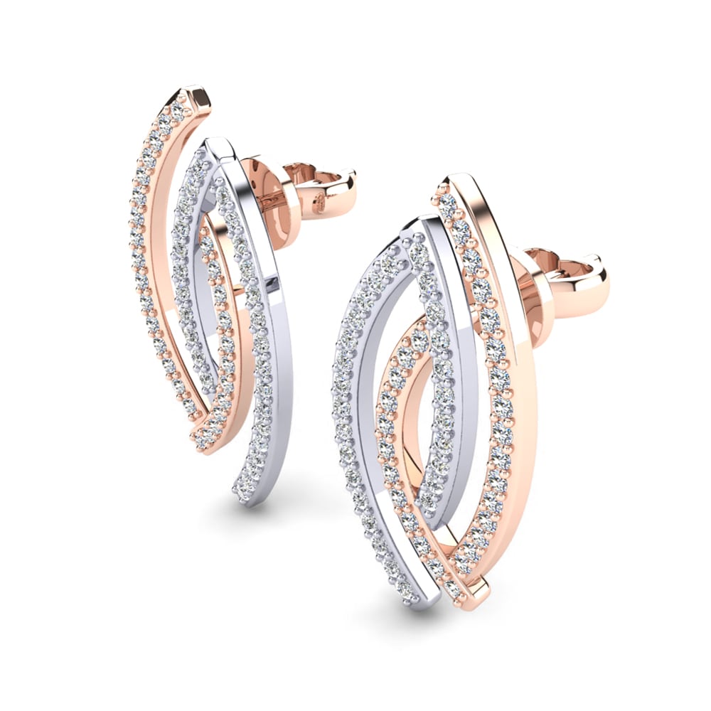 9ct Rose & White Gold Women's Earring Rhades