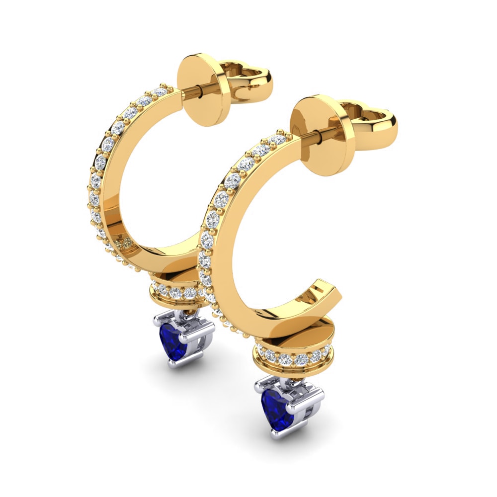 14k Oro Amarillo & Blanco Circonita Azul Oscuro Pendiente de mujer Romea