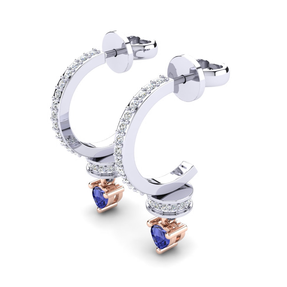 9k Oro Blanco & Rosa Tanzanita Pendiente de mujer Romea