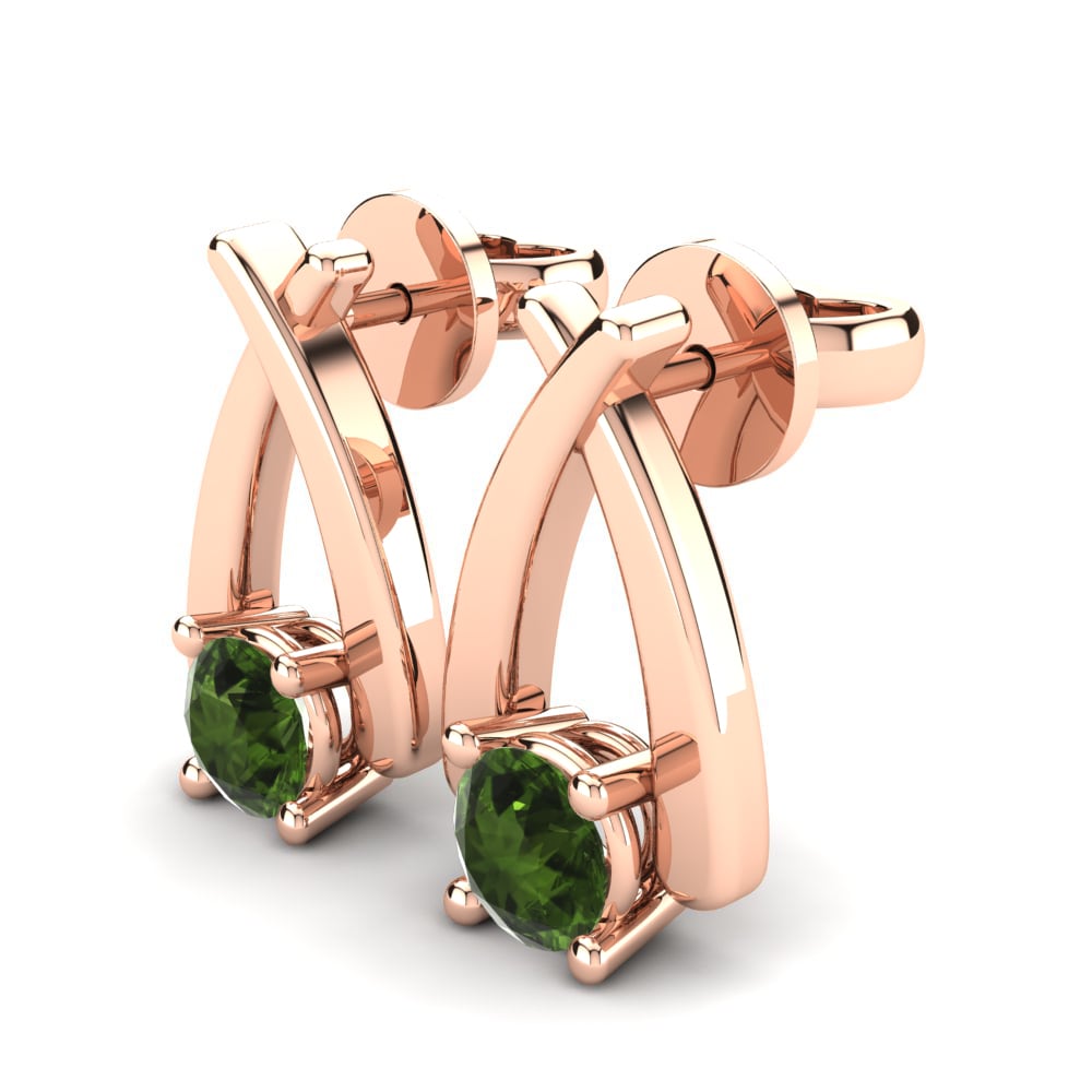 14ct Rose Gold Green Tourmaline Women's Earring Sandra