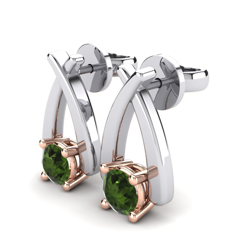 14ct White / Rose Gold Green Tourmaline Women's Earring Sandra
