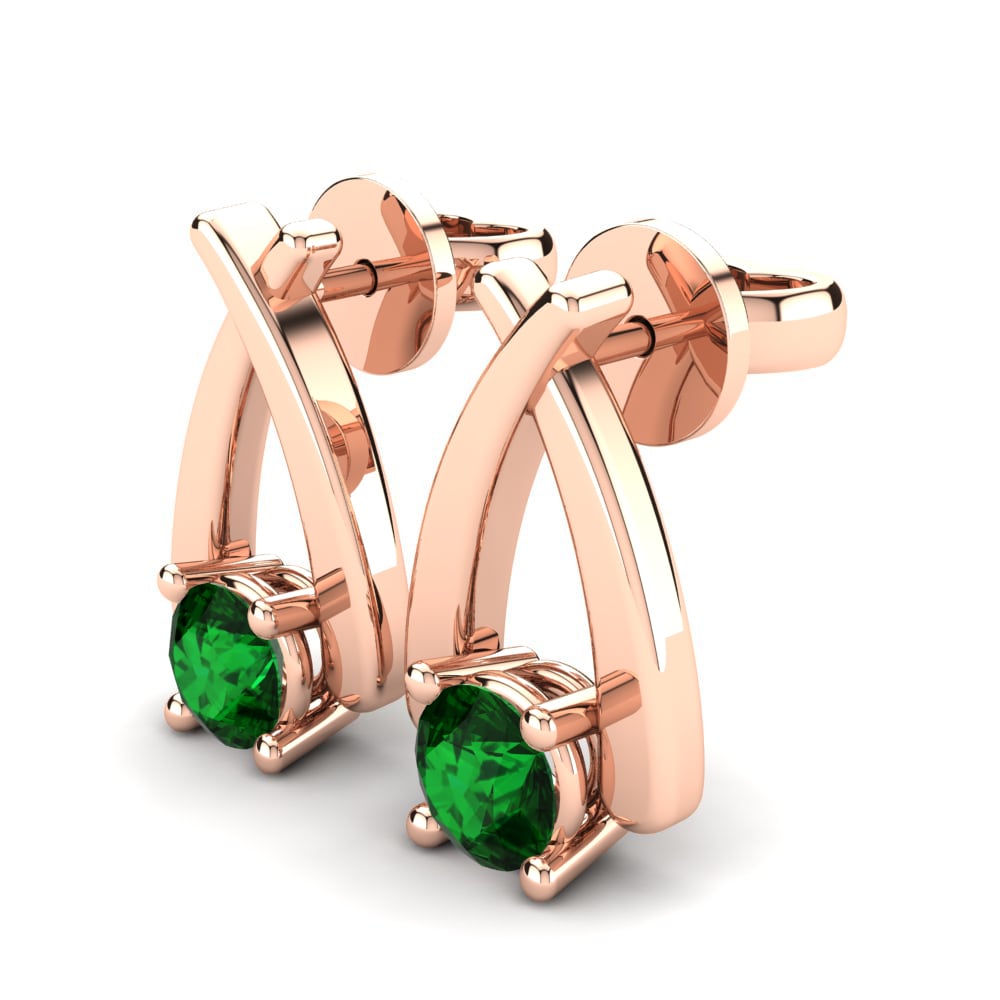 14k Oro Rosa Esmeralda (creada en laboratorio) Pendiente de mujer Sandra