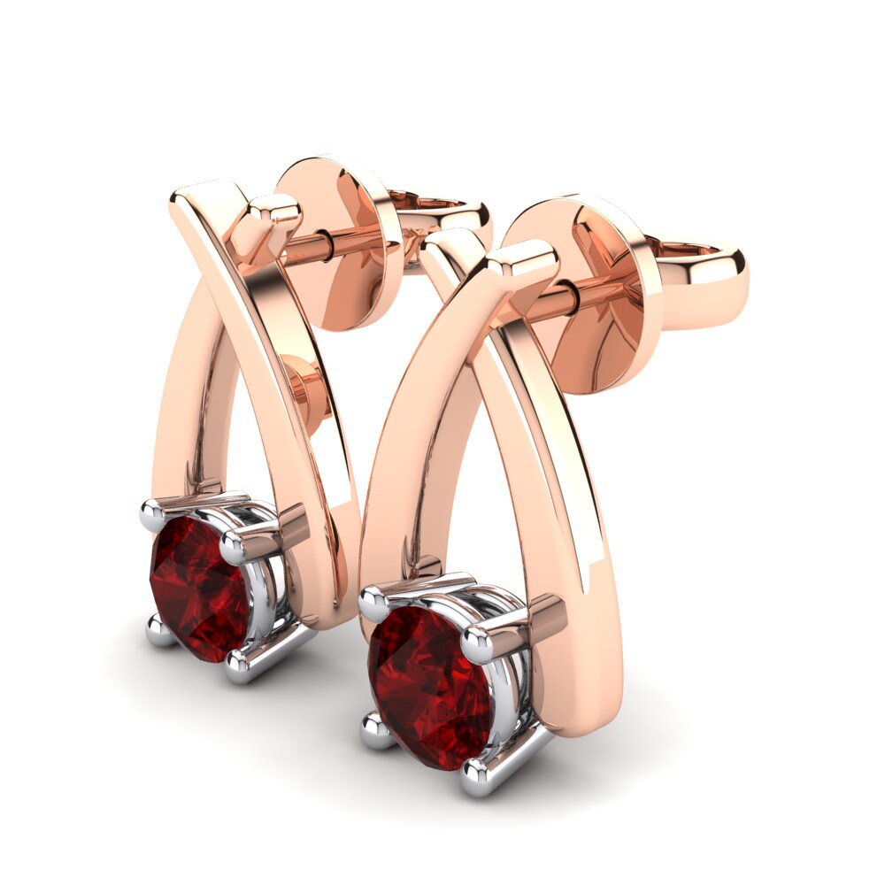 Vermelho & Branco-9K Rubi (Criado em Laboratório) Brincos Feminino Sandra