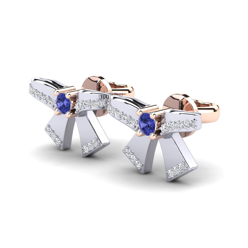 14k Oro Rosa & Blanco Tanzanita Pendiente de mujer Sebastiana