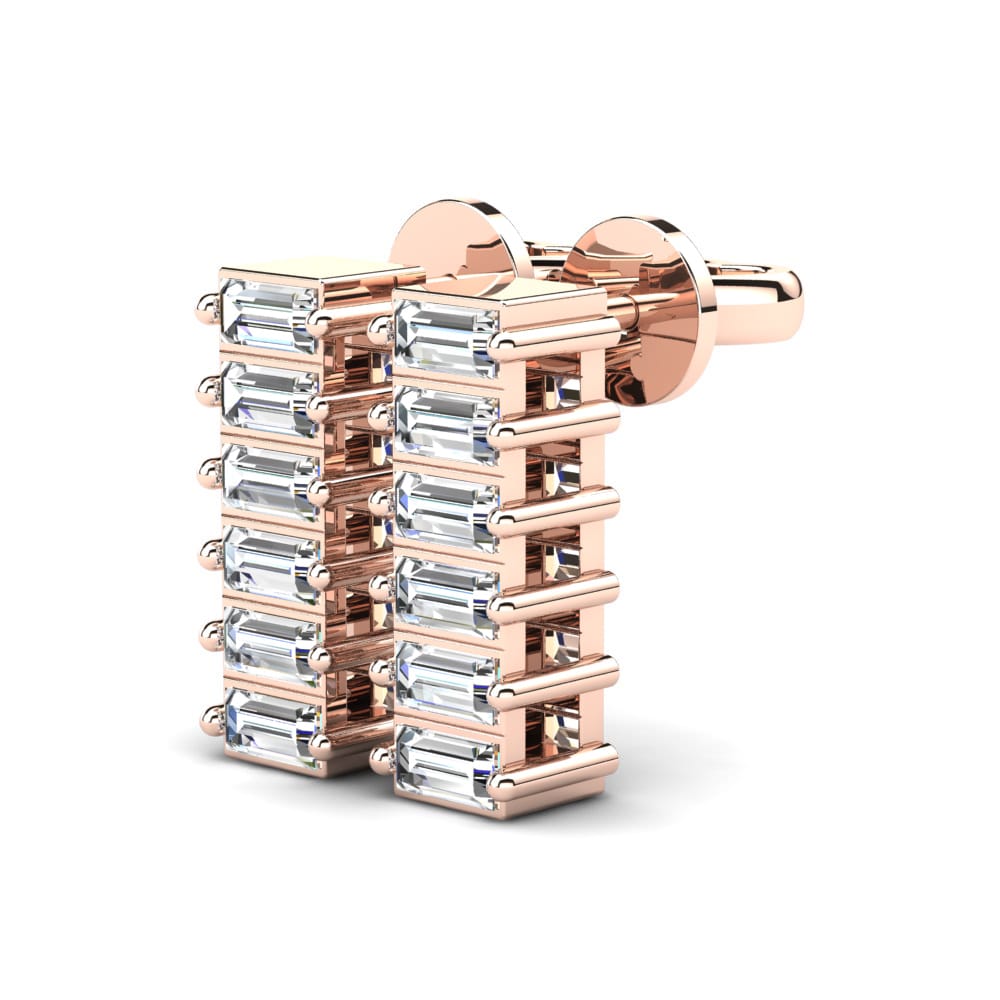 14k Oro Rosa Baguette Pendiente de mujer Siara