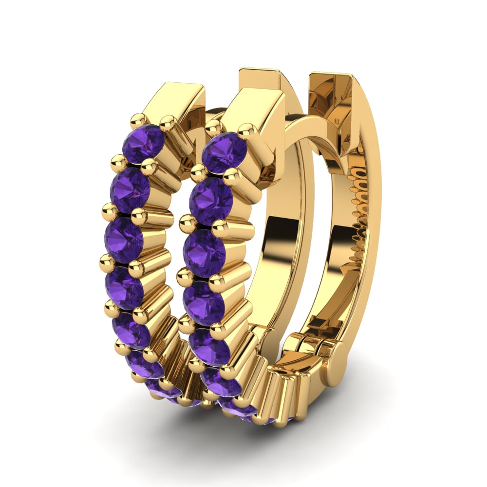 18k Oro Amarillo Amatista Pendiente de mujer Siria